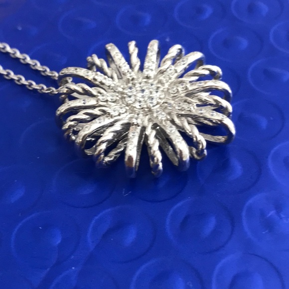 DY insp. Starburst Pendant 14K Gold Plated 2Ct Simulated Diamond 925Silver Chain - Picture 8 of 12